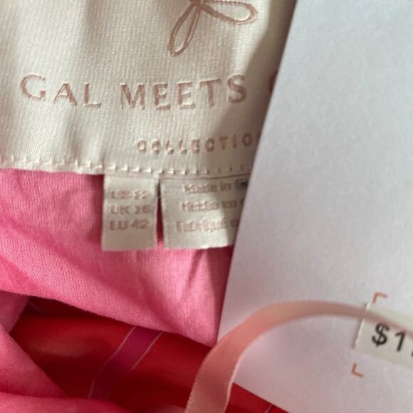 Gal Meets Glam Ariel Stripe Belted Dress NWTs Apricot Orange Pink size 12 - Picture 9 of 11